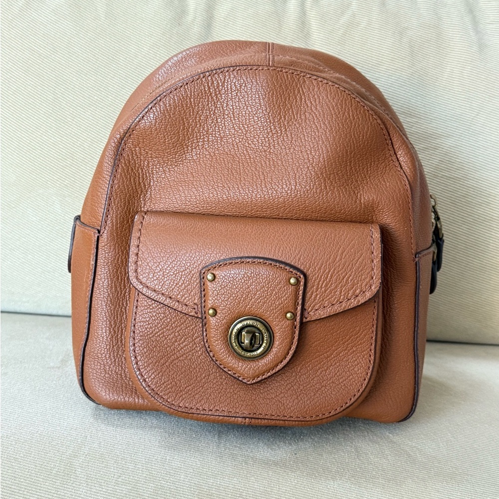 Ralph Lauren Light Brown/Tan 100% Leather Backpack